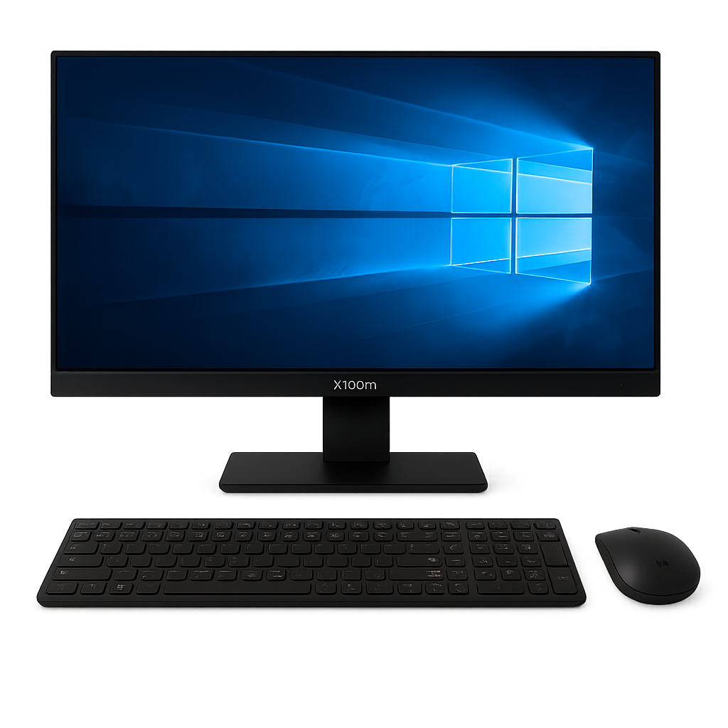 Imagem de um monitor de computador de tela plana com o sistema operacional Windows exibido na tela, unitv recarga oficial acompanhado de teclado e mouse preto.